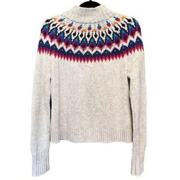 RL CHAPS Lt Grey Colorful Full Zip Fair Nordic Isle Sweater EUC sz XL - Picture 5 of 12